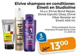 Trekpleister Elvive shampoo en conditioner, Elnett en Studioline aanbieding