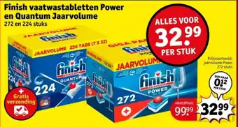 Kruidvat Finish vaatwastabletten Power en Quantum Jaarvolume aanbieding