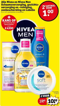 Kruidvat Alle Nivea en Nivea Men lichaamsverzorging, gezichtsverzorging en reiniging, zonbescherming en Labello aanbieding