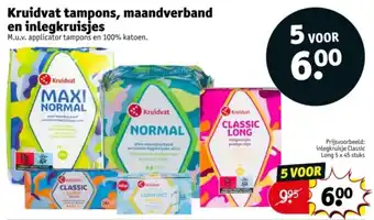 Kruidvat Kruidvat Tampons, Maandverband en Inlegkruisjes aanbieding