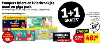 Kruidvat Pampers luiers en luierbroekjes maxi en giga pack aanbieding
