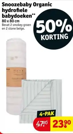 Kruidvat Snoozebaby Organic Hydrofiele Babydoeken aanbieding