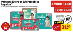 Kruidvat Pampers luiers en luierbroekjes key size aanbieding