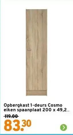 GAMMA Opbergkast 1-deurs Cosmo eiken spaanplaat 200 x 49,2 x 47,1 cm aanbieding