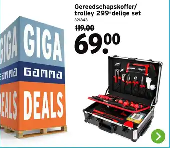GAMMA Gereedschapskoffer / trolley 299-delige set aanbieding