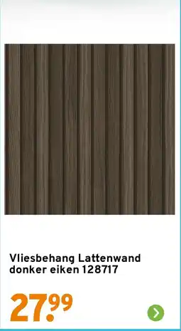 GAMMA Vliesbehang Lattenwand donker eiken 128717 aanbieding