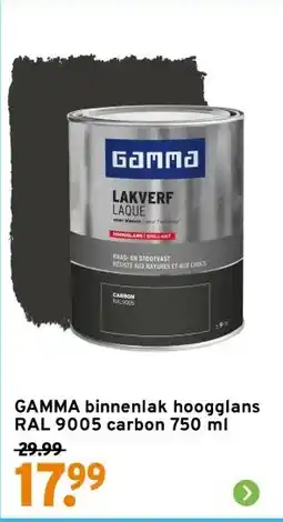 GAMMA GAMMA binnenlak hoogglans RAL 9005 carbon 750 ml aanbieding