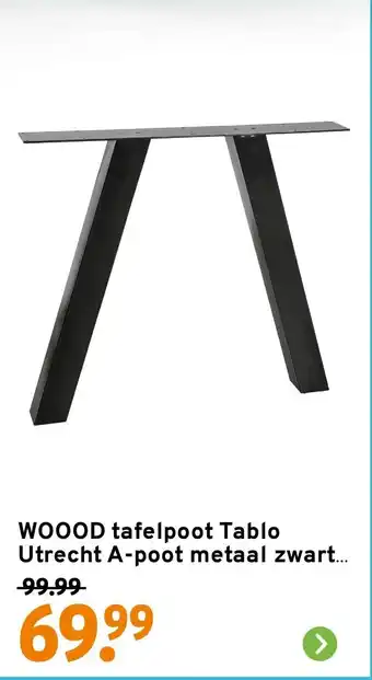 GAMMA WOOOD tafelpoot Tablo Utrecht A-poot metaal zwart aanbieding
