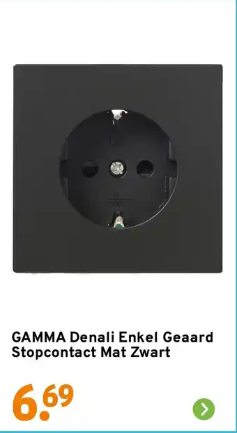 GAMMA GAMMA Denali Enkel Geaard Stopcontact Mat Zwart aanbieding