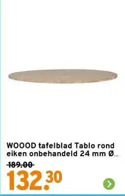 GAMMA WOOOD tafelblad Tablo rond eiken onbehandeld 24 mm Ø 120 cm aanbieding