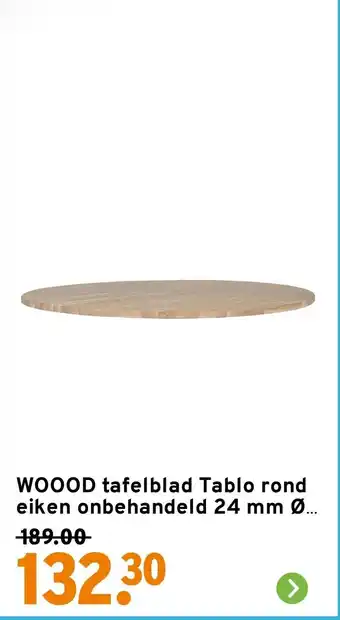 GAMMA WOOOD tafelblad Tablo rond eiken onbehandeld aanbieding