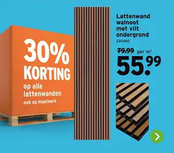 GAMMA Lattenwand walnoot met vilt ondergrond aanbieding