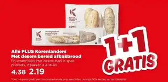 PLUS Alle PLUS Korenlanders Met desem bereid afbakbrood aanbieding