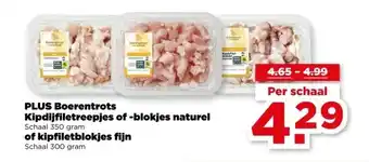 PLUS PLUS Boerentrots Kipdijfiletreepjes of -blokjes naturel of kipfiletblokjes fijn aanbieding