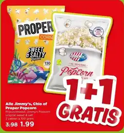 PLUS Alle Jimmy's, Chio of Proper Popcorn aanbieding