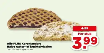 PLUS Alle PLUS Korenlanders Halve raster- of kruimelvlaaien aanbieding