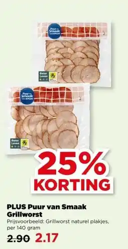 PLUS PLUS Puur van Smaak Grillworst aanbieding