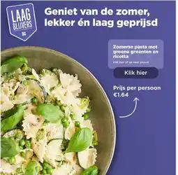 PLUS Zomerse pasta met groene groenten en ricotta aanbieding