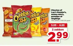 PLUS Cheetos of Lay's Hamka's, mama mia's, pomtips of ringlings aanbieding