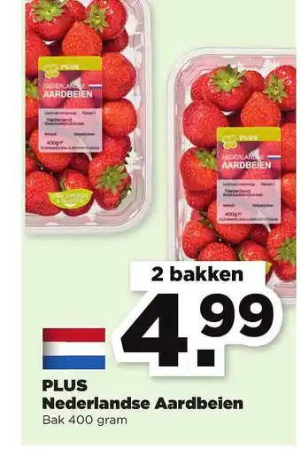 PLUS Plus nederlandse aardbeien 400 gram aanbieding