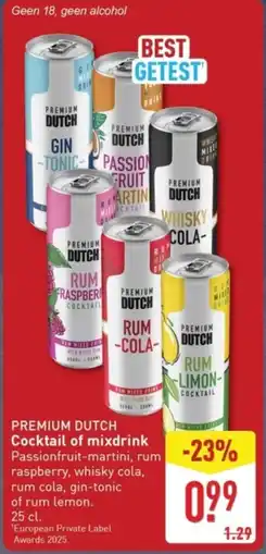 ALDI Premium dutch Cocktail of mixdrink aanbieding
