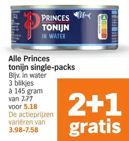 Albert Heijn Alle Princes tonijn single-packs aanbieding