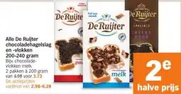 Albert Heijn Alle De Ruijter chocoladehagelslag en vlokken aanbieding