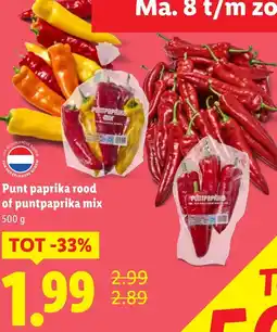 Lidl Punt paprika rood of puntpaprika mix aanbieding