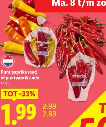 Lidl Punt paprika rood of puntpaprika mix aanbieding
