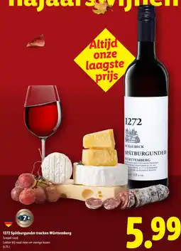 Lidl 1272 Spätburgunder trocken Württemberg aanbieding