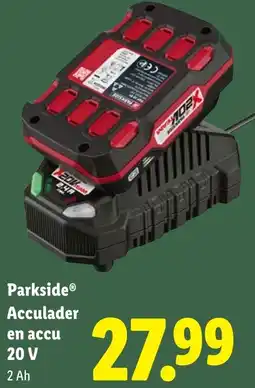 Lidl Parkside Acculader en accu 20 V aanbieding