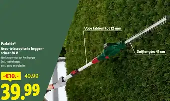 Lidl Parkside Accu-telescopische heggenschaar 20 V aanbieding