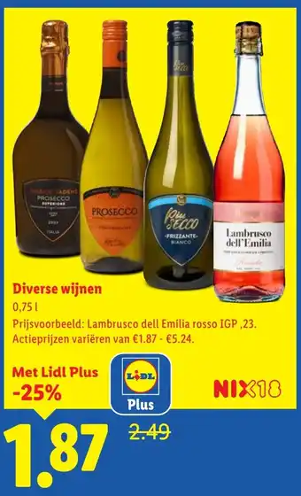 Lidl Diverse wijnen aanbieding