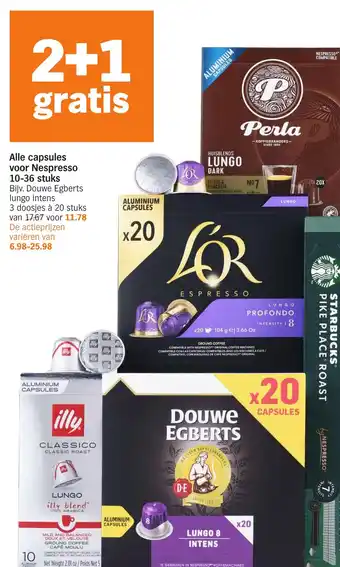 Albert Heijn Alle capsules voor Nespresso aanbieding