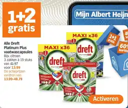 Albert Heijn Alle Dreft Platinum Plus vaatwascapsules aanbieding
