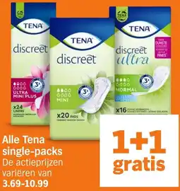 Albert Heijn Alle Tena single-packs aanbieding