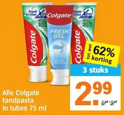 Albert Heijn Alle Colgate tandpasta in tubes aanbieding
