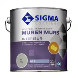 Praxis Sigma muurverf reinigbaar mat RAL7032 2,5L aanbieding