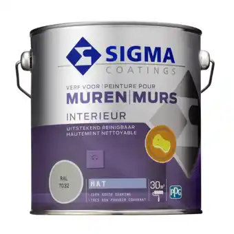 Praxis Sigma muurverf reinigbaar mat RAL7032 2,5L aanbieding