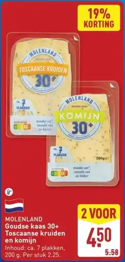 ALDI MOLENLAND Goudse kaas 30+ Toscaanse kruiden en komijn aanbieding
