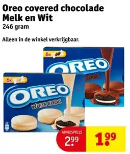 Kruidvat Oreo covered chocolade Melk en Wit aanbieding