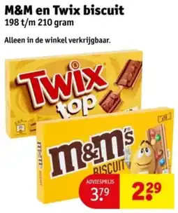 Kruidvat M&M en Twix biscuit aanbieding