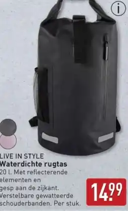 ALDI LIVE IN STYLE Waterdichte rugtas aanbieding