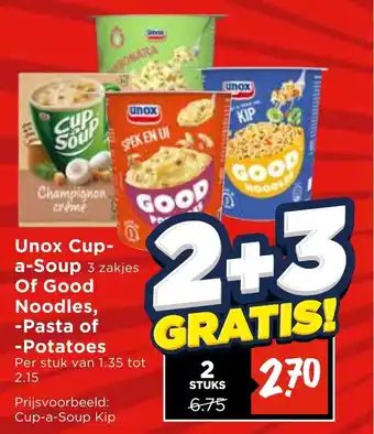 Vomar Voordeelmarkt Unox Cup a Soup Of Good Noodles, Pasta of Potatoes aanbieding