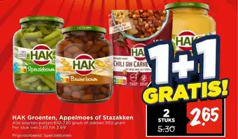 Vomar Voordeelmarkt HAK Groenten, Appelmoes of Stazakken aanbieding