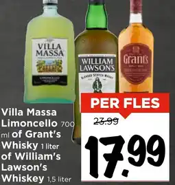 Vomar Voordeelmarkt Villa Massa Limoncello of Grant's Whisky of William's Lawson's Whiskey aanbieding