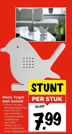 Vomar Voordeelmarkt Deco Vogel met Geluid aanbieding