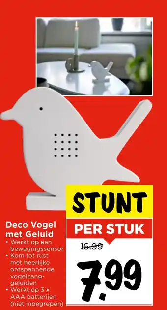 Vomar Voordeelmarkt Deco Vogel met Geluid aanbieding