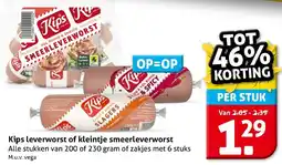 Hoogvliet Kips leverworst of kleintje smeerleverworst aanbieding