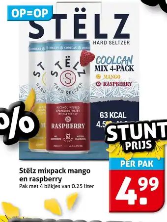 Hoogvliet Stëlz mixpack mango en raspberry aanbieding